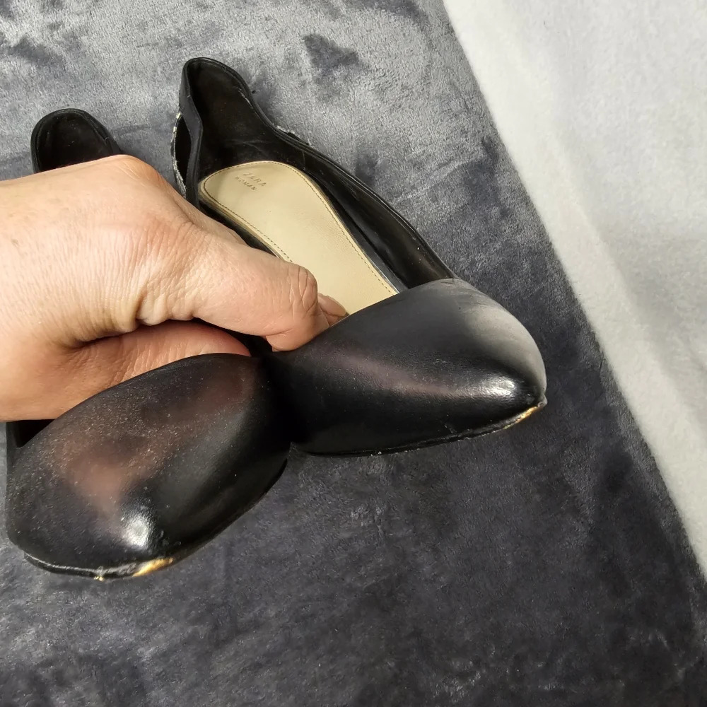 Zara Black Snakeskin Print Pointed Toe Heels - Picture 10 of 13